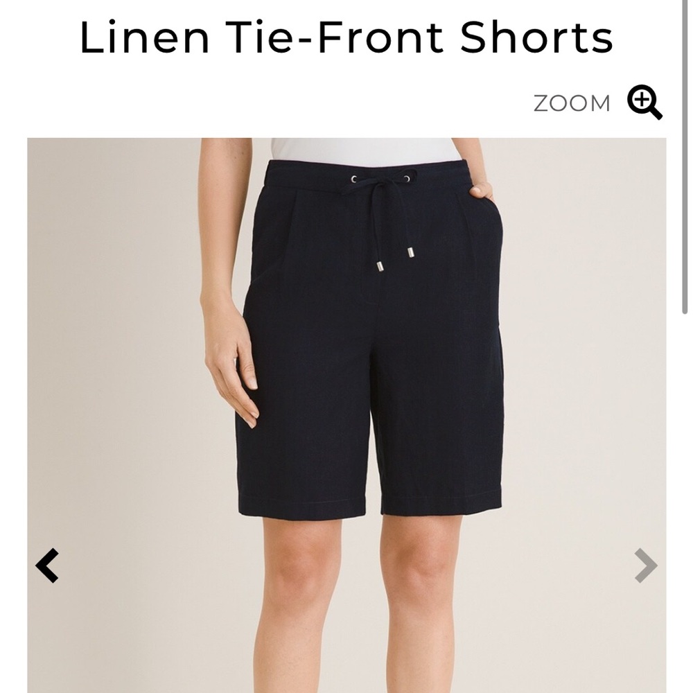 Chico’s Classic Navy Linen Tie Front Short NWT